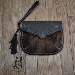 NEW Tony Lama Brown Leather Wristlet